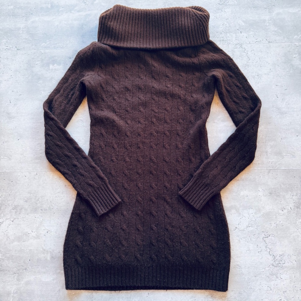 Ralph Lauren Black Label 100% Cashmere Long Cowl Neck Sweater Brown,  Small - Picture 5 of 10